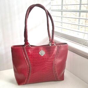 Vintage Coldwater Creek Tote Bag Red Braided Shoulder Straps